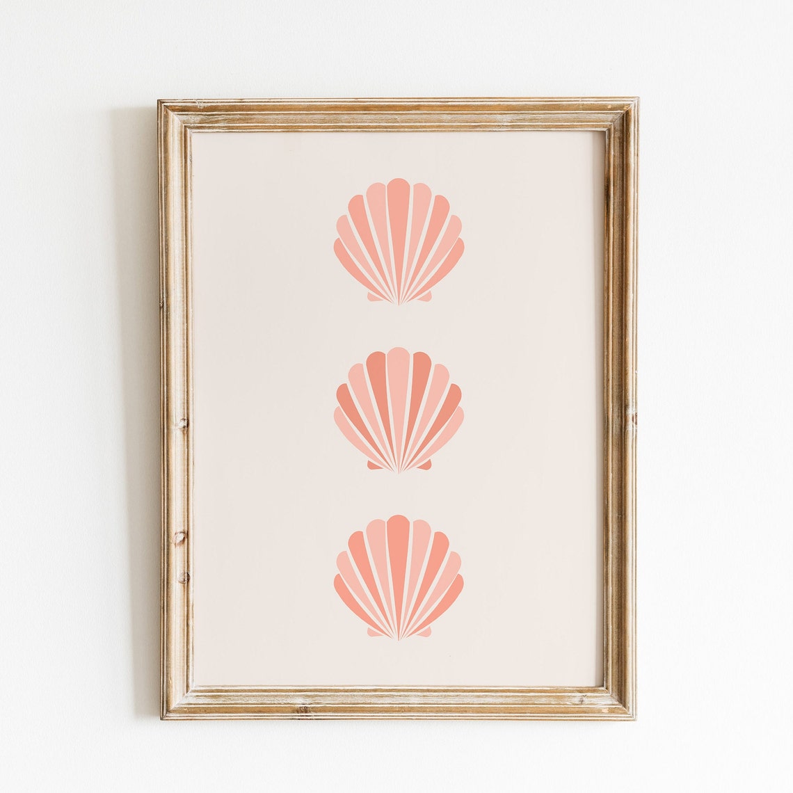 Three Pink Scallop Shell Illustrations Minimalist Coastal Wall Poster - Image 2