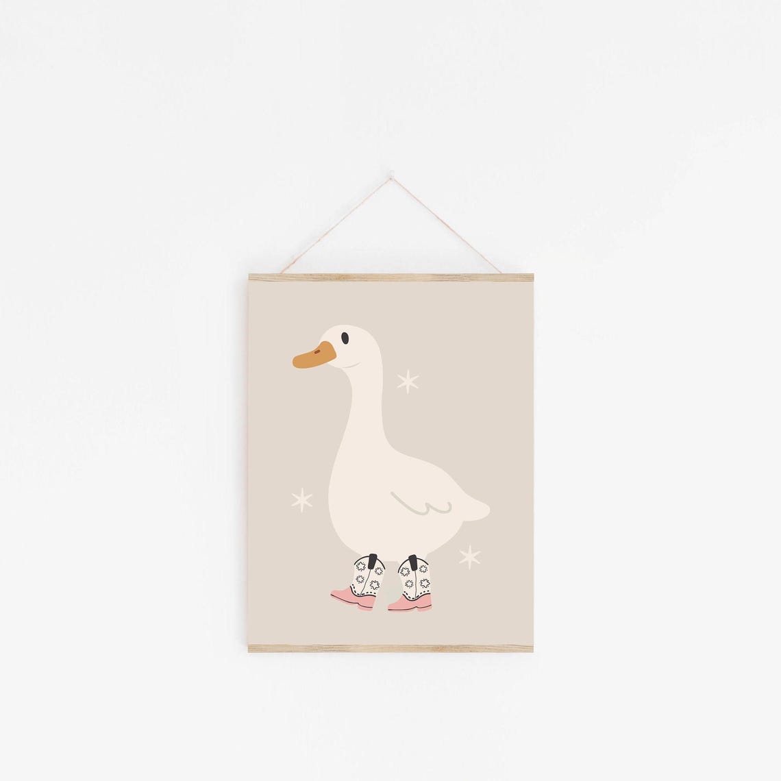 Silly White Goose Wearing Pink Cowboy Boots Nursery Wall Art - Image 2