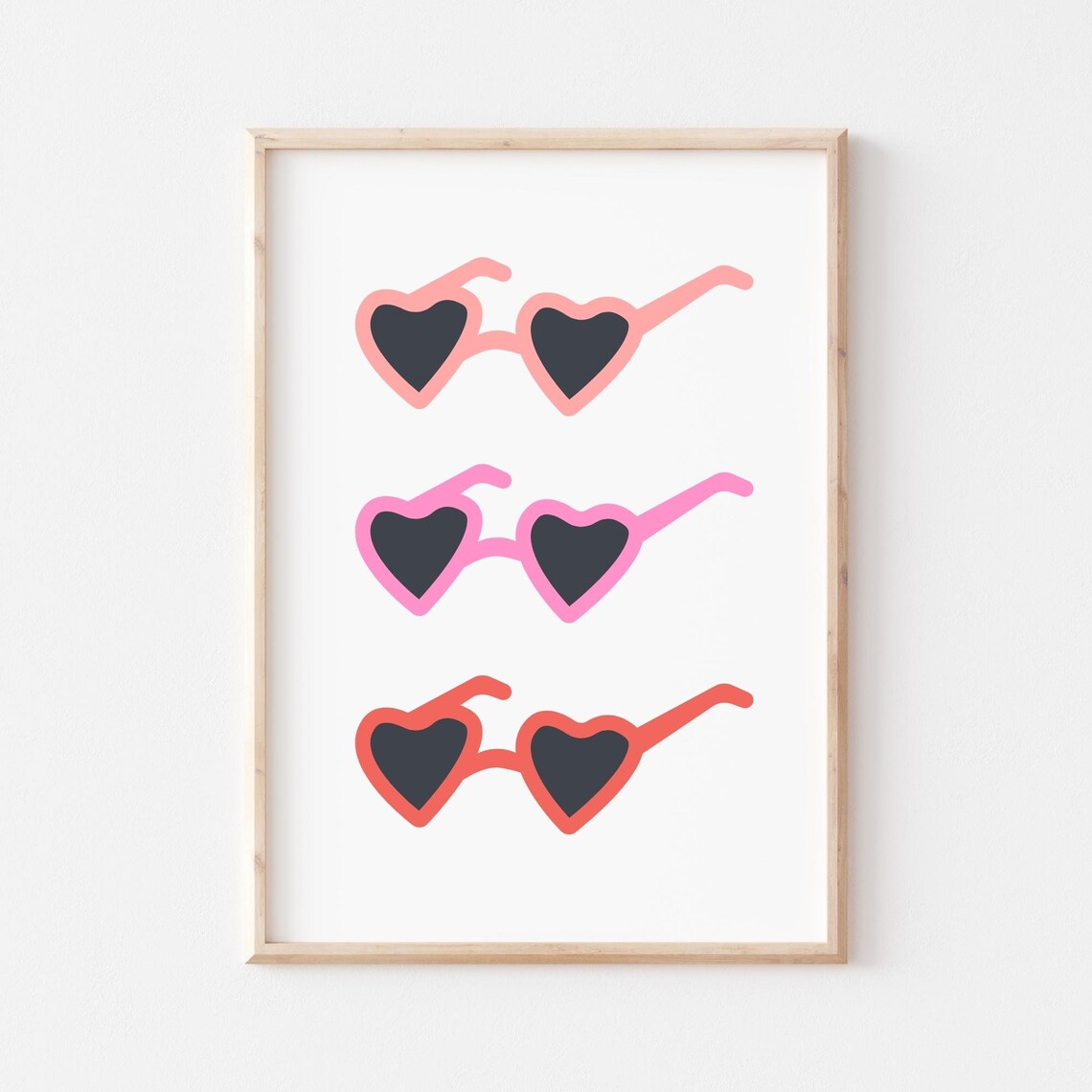 Heart Sunglasses Trio Valentines Day Pink Red Fun Playful Poster