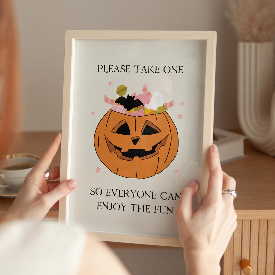 Please Take One Halloween Candy Bowl Sign Jack O Lantern Print - Image 3