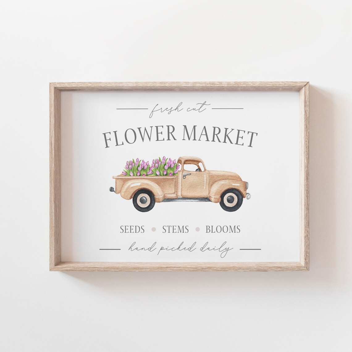 Fresh Cut Flower Market Vintage Truck Tulip Farmhouse Sign Poster