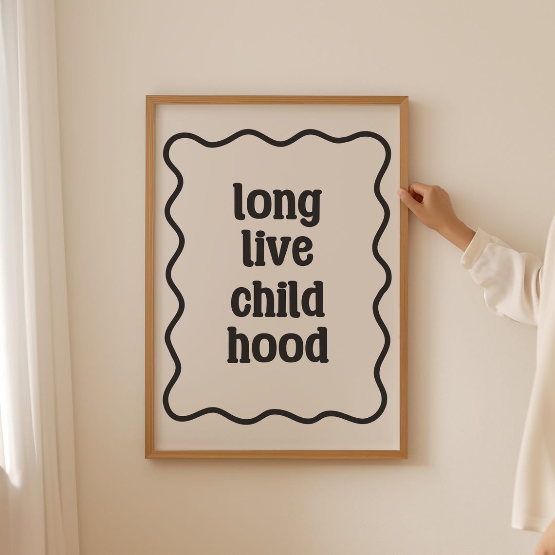 Long Live Childhood Retro Wavy Border Playroom Nursery Wall Art - Image 2