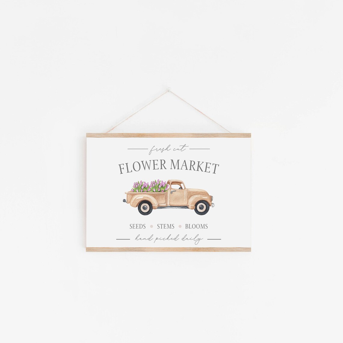 Fresh Cut Flower Market Vintage Truck Tulip Farmhouse Sign Poster - Image 3