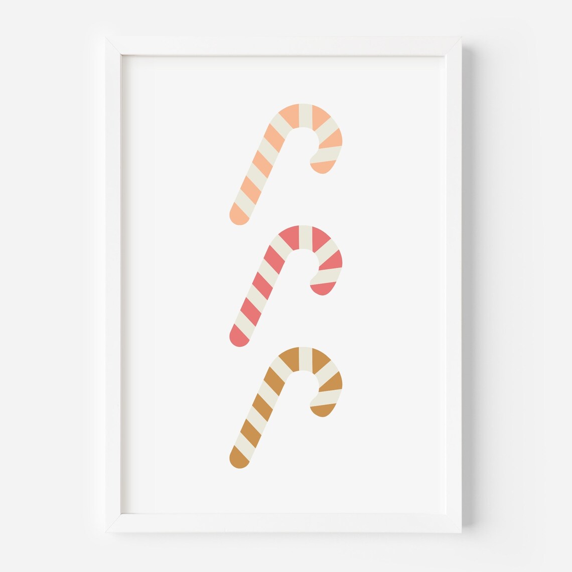 Boho Candy Canes Pastel Pink Christmas Trio Holiday Art Poster - Image 3