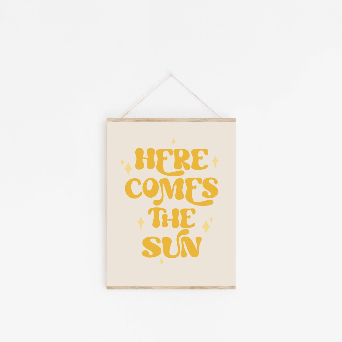 Here Comes The Sun Yellow Retro Lettering Sunshine Quote Poster - Image 3