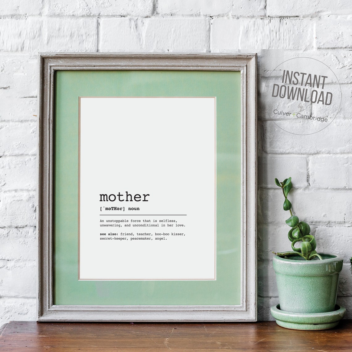 Mother Definition Dictionary Art Mothers Day Gift Typography Poster