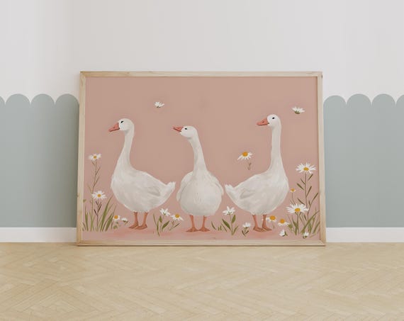 Silly Goose Retro Nursery Animal Wall Art Print