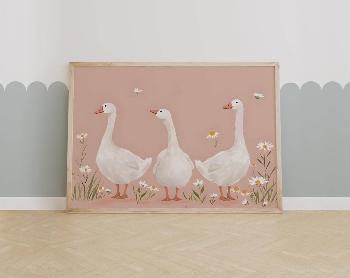 Silly Goose Retro Nursery Animal Wall Art Print