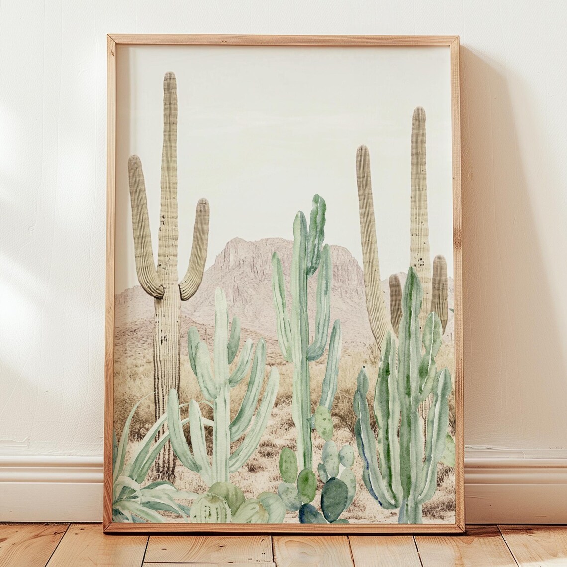 Saguaro Cactus Desert Watercolor Print Boho Southwest Wall Poster