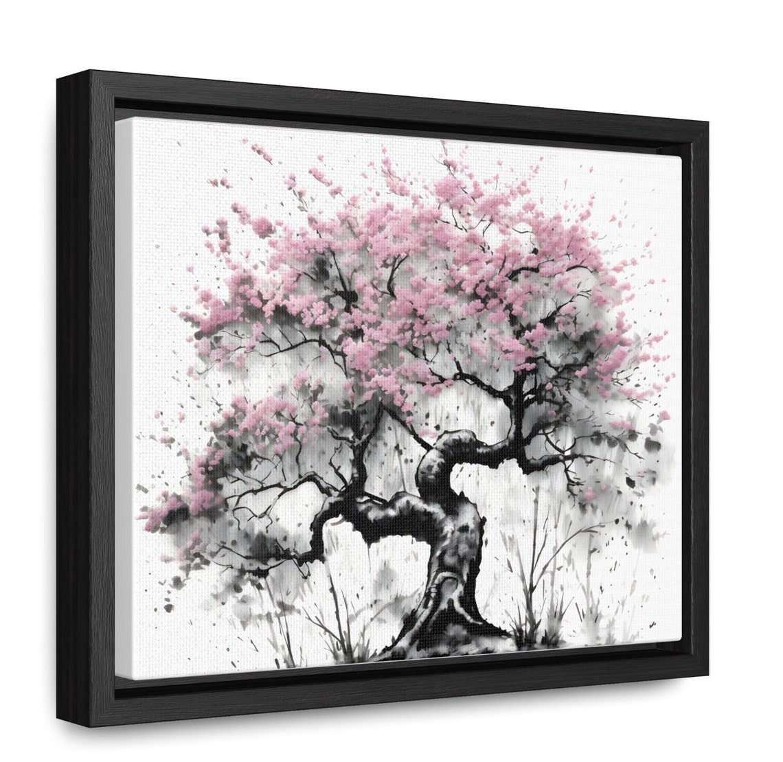 Cherry Blossom Tree Japanese Ink Pink Floral Zen Style Art Poster