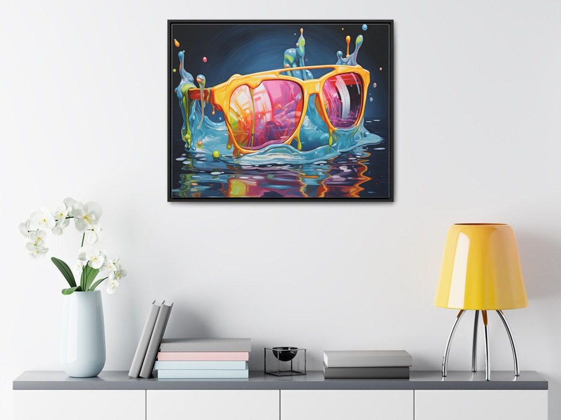 Orange Sunglasses Water Splash Pop Art Summer Neon Style Poster - Image 4