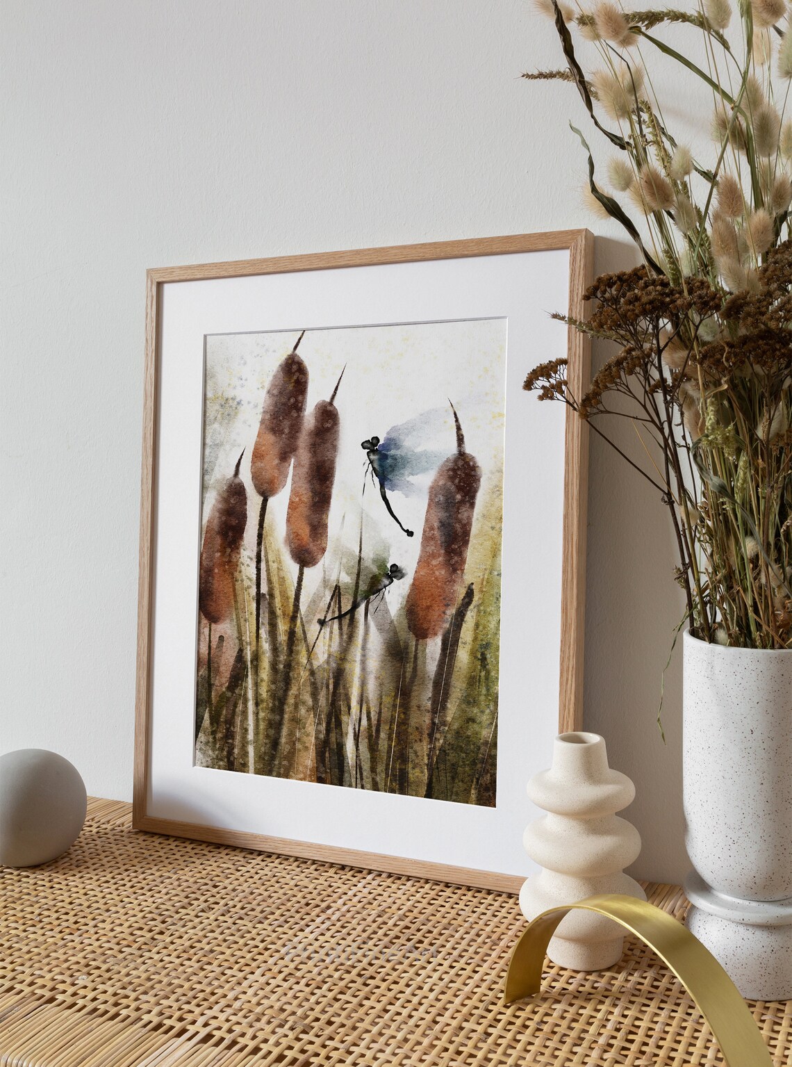 Dragonfly Watercolor Wildflowers Art Print, Botanical - Image 4