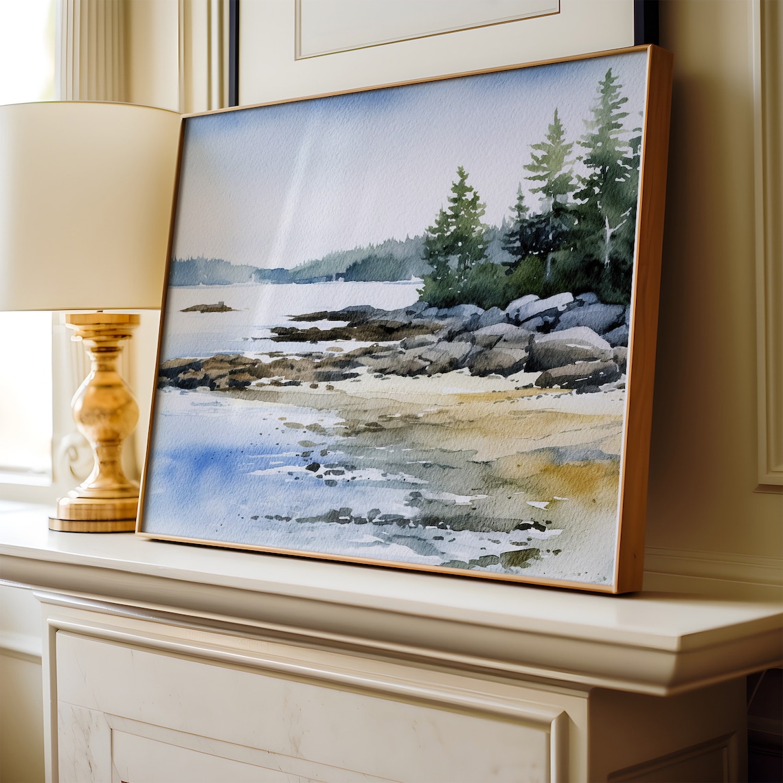 East Blue Hill Maine Beach Watercolor Landscape Art Print - Image 5