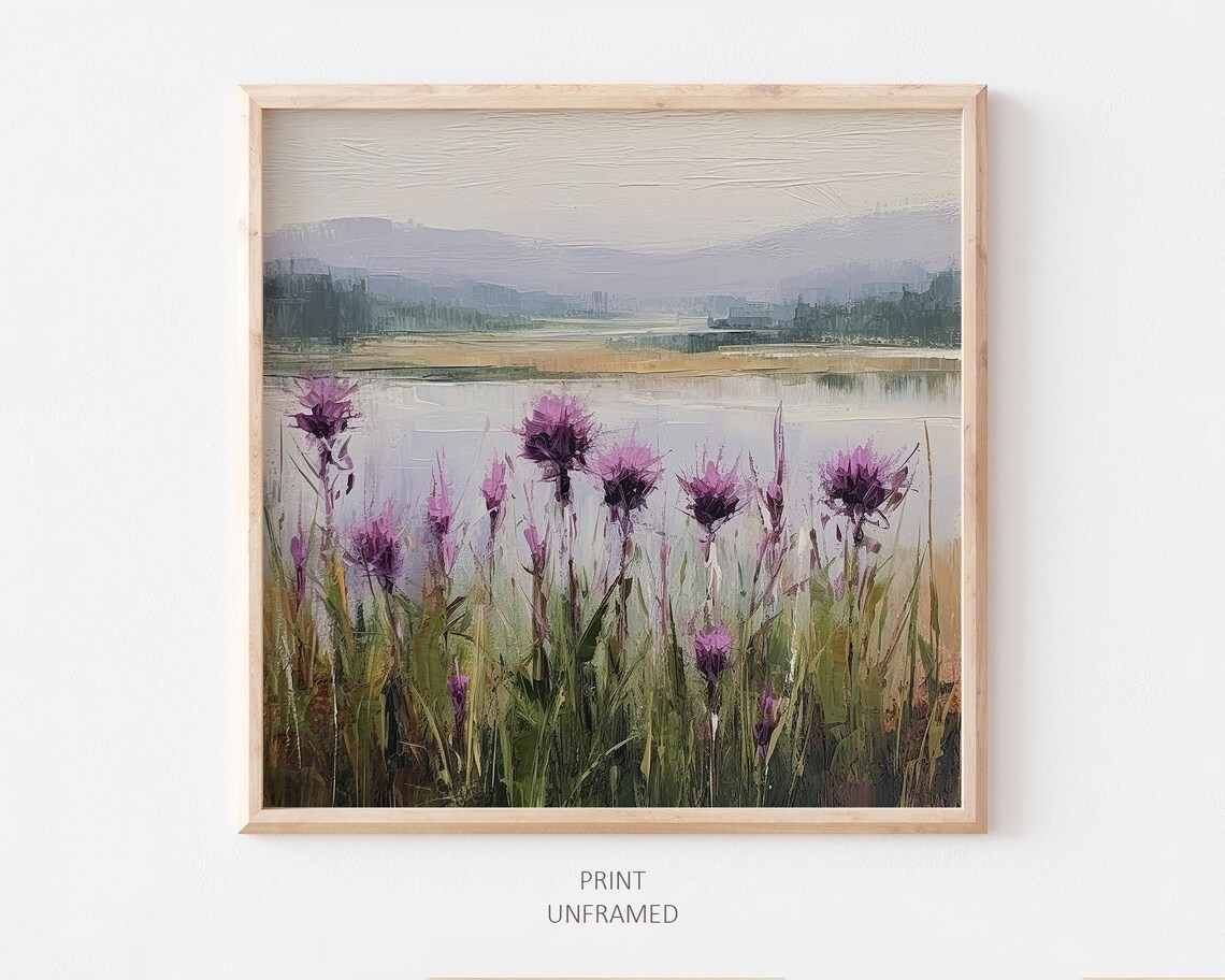 Thistle Flowers Oil Print, Scottish Wildflowers
