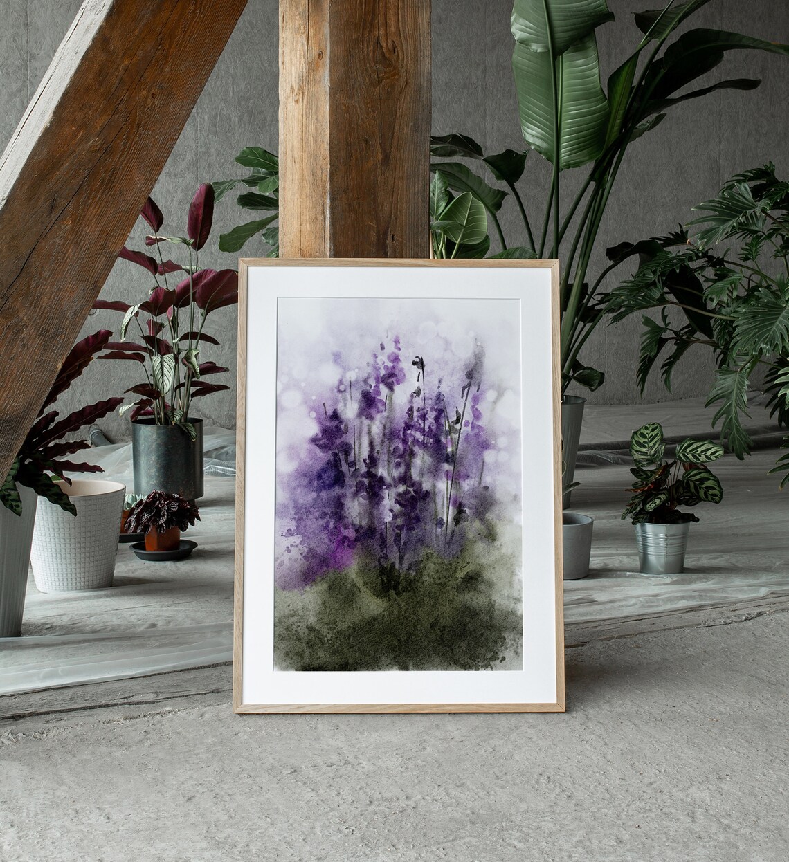 Lavender Wildflowers Watercolor Meadow Art Print - Image 3