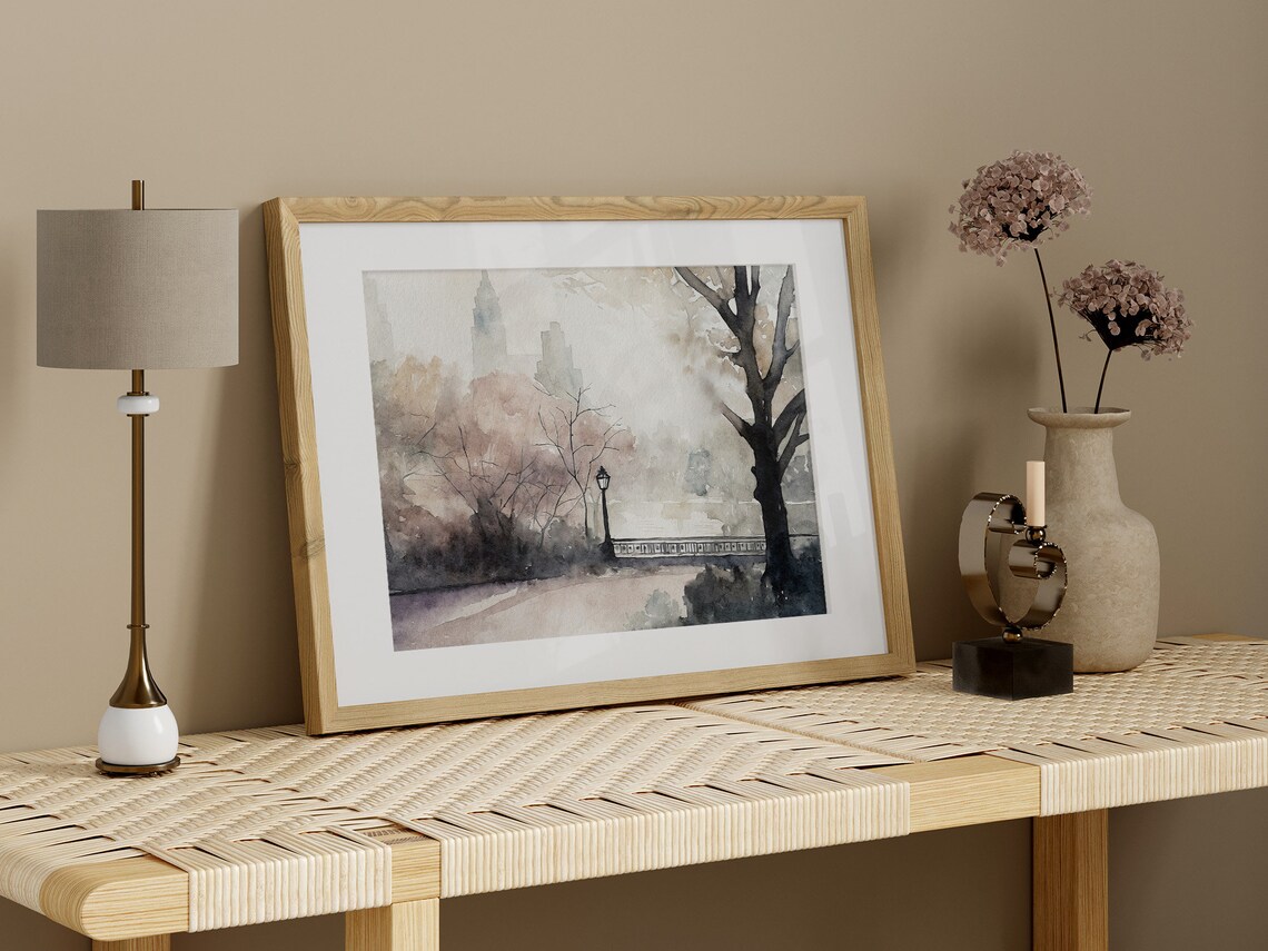 New York Cityscape Watercolor Travel Poster, Central Park - Image 2