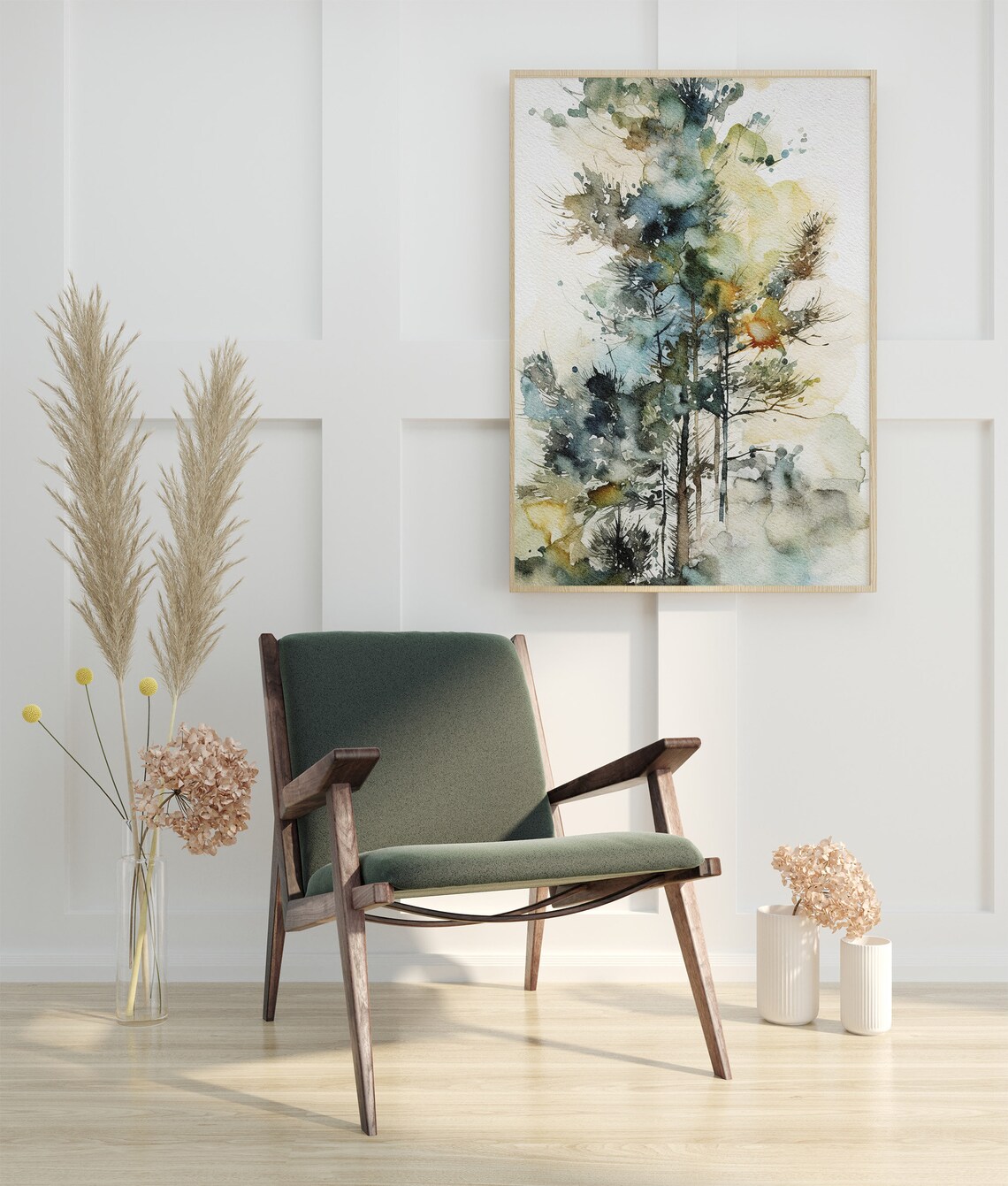 Pine Tree Watercolor Forest Painting Art Print - Image 4