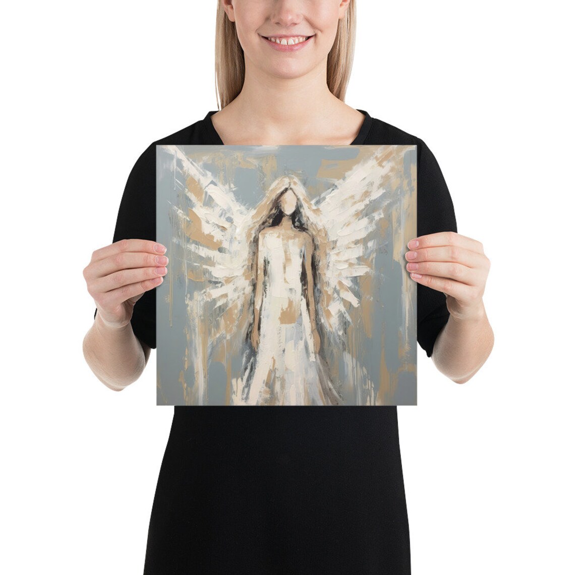 Abstract Angel Oil Painting Art Print, Guardian Angel - Image 3