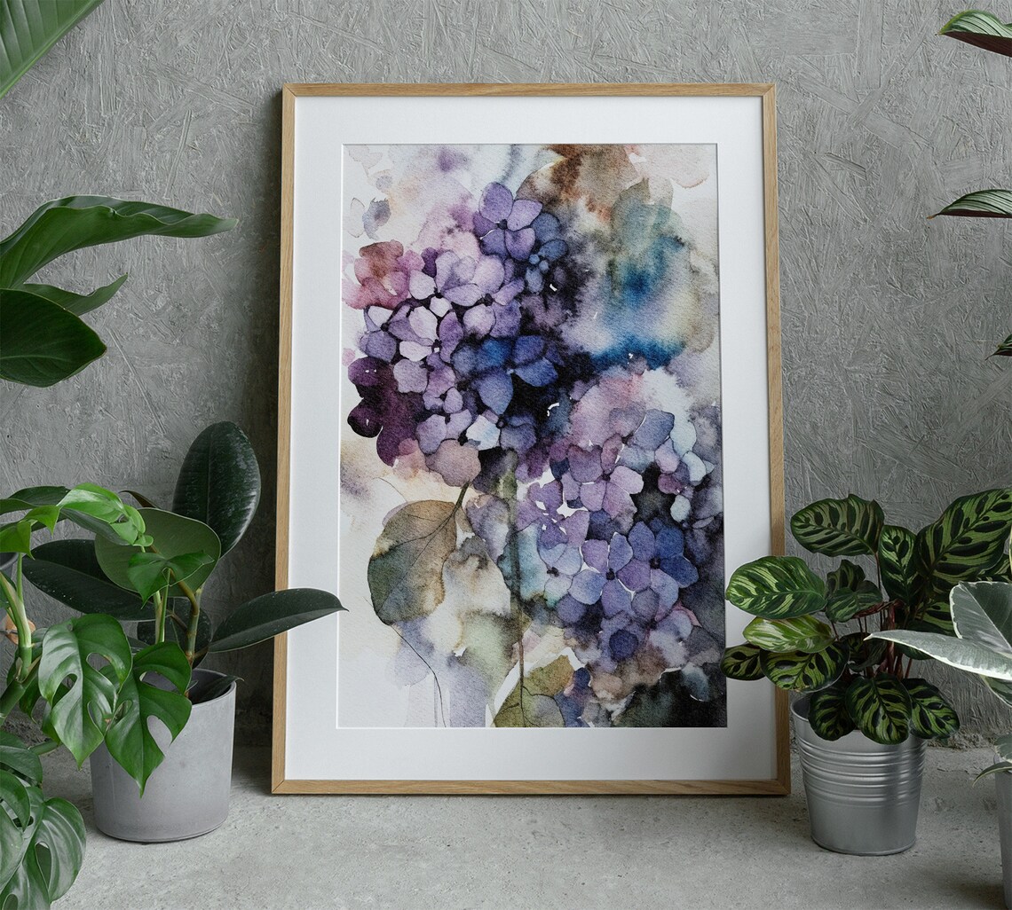 Hydrangea Watercolor Art Print, Botanical Poster - Image 5