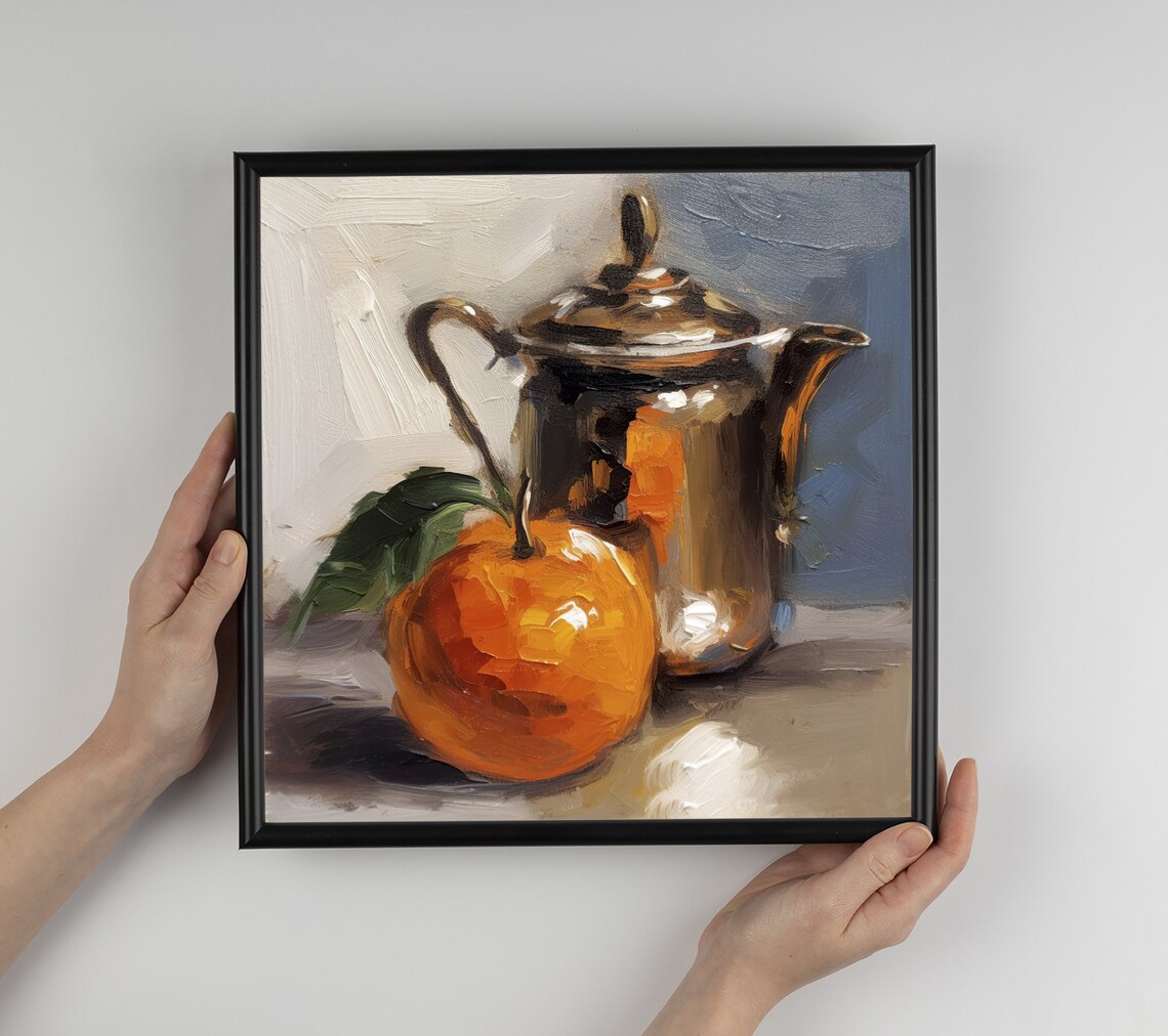 Orange Fruit Still Life Oil Painting Art Print - Image 5