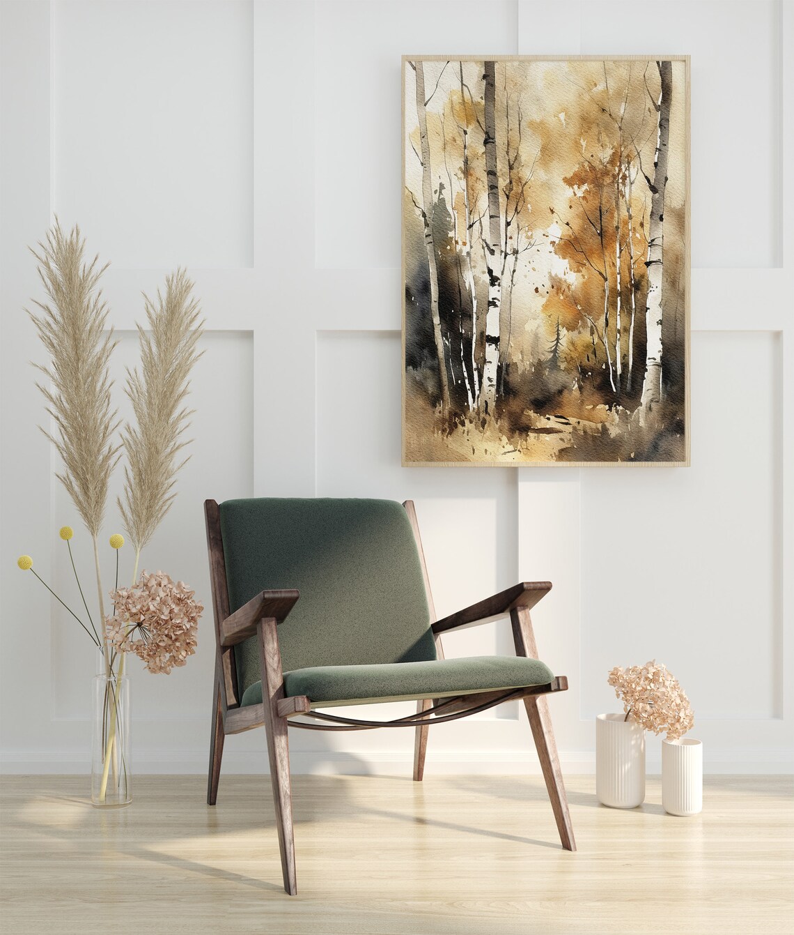 Birch Trees Watercolor Forest, Autumn Art Print - Image 3