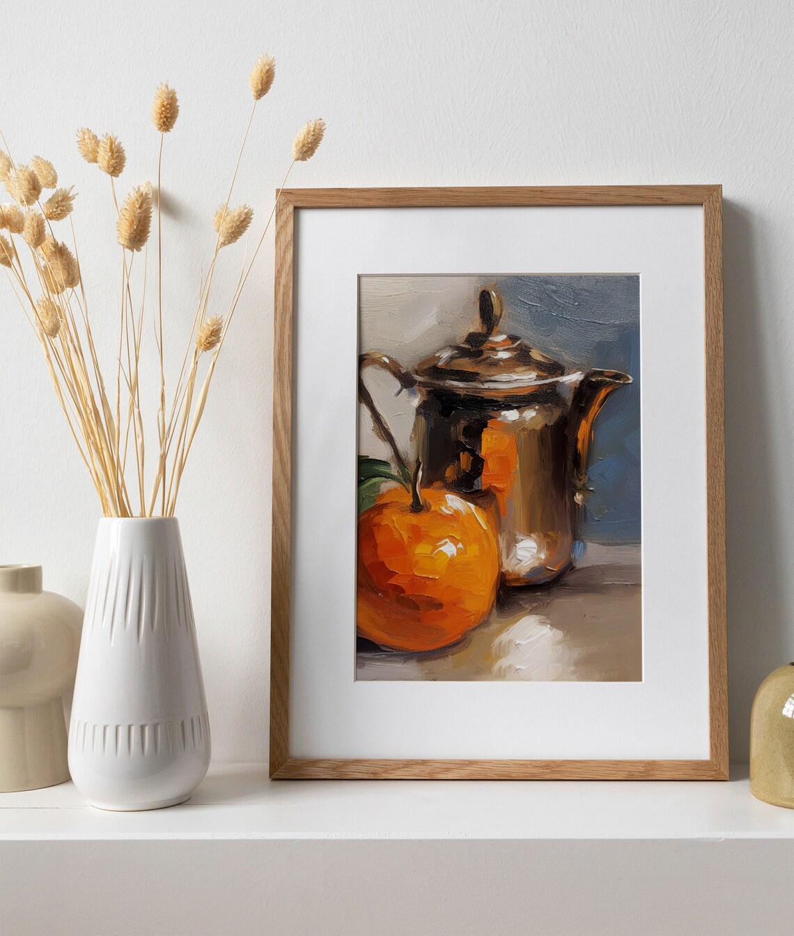 Orange Fruit Still Life Oil Painting Art Print - Image 3