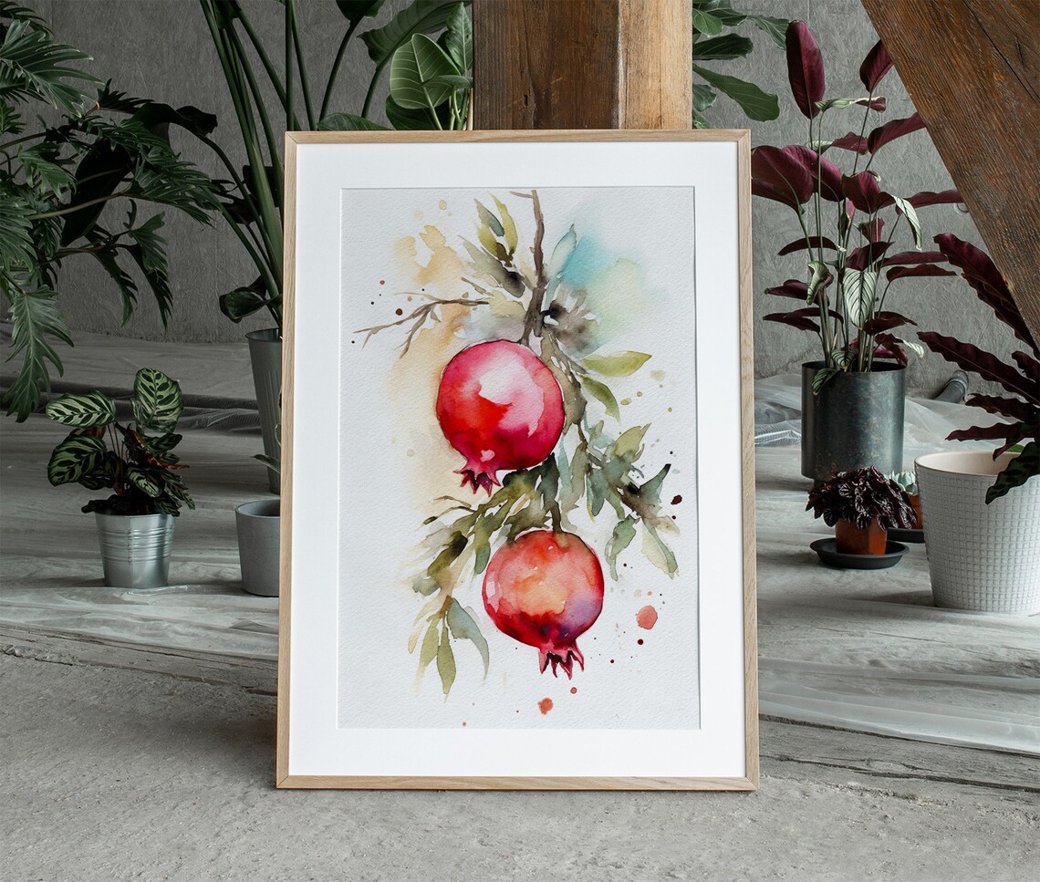 Pomegranate Watercolor Botanical Kitchen Art Print - Image 4