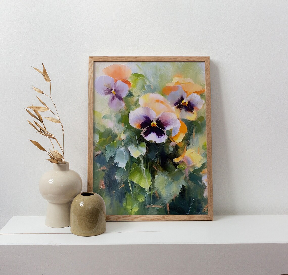 Pansy Oil Painting Art Print, Botanical Floral - Image 4