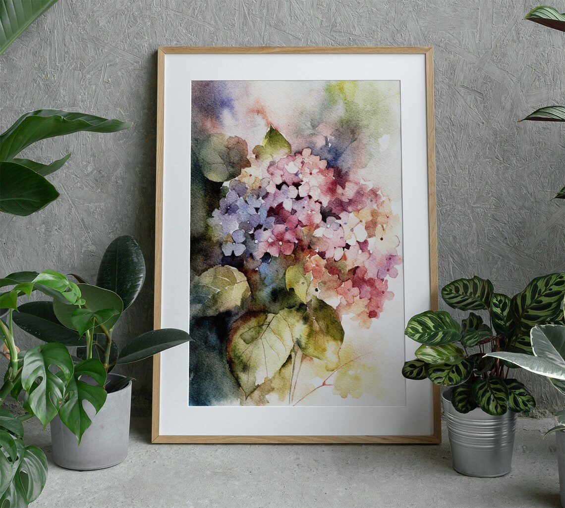 Hydrangea Watercolor Botanical Wall Art Print - Image 5