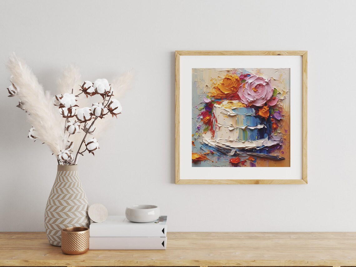 Cake Still Life Oil-Painting Kitchen Wall Art Print - Image 4
