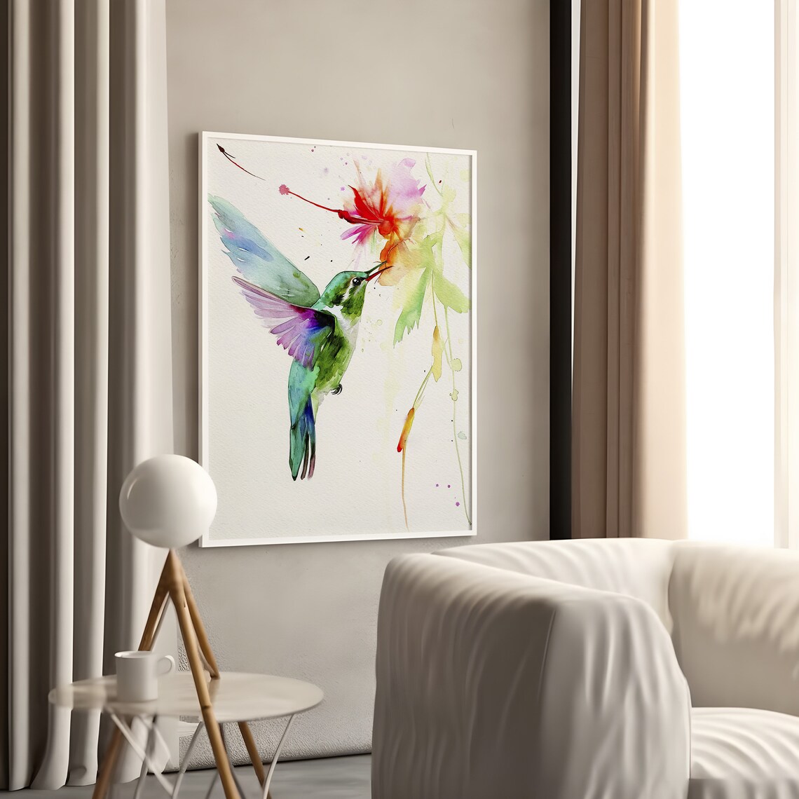 Hummingbird Watercolor Art Print, Tropical Bird - Image 2