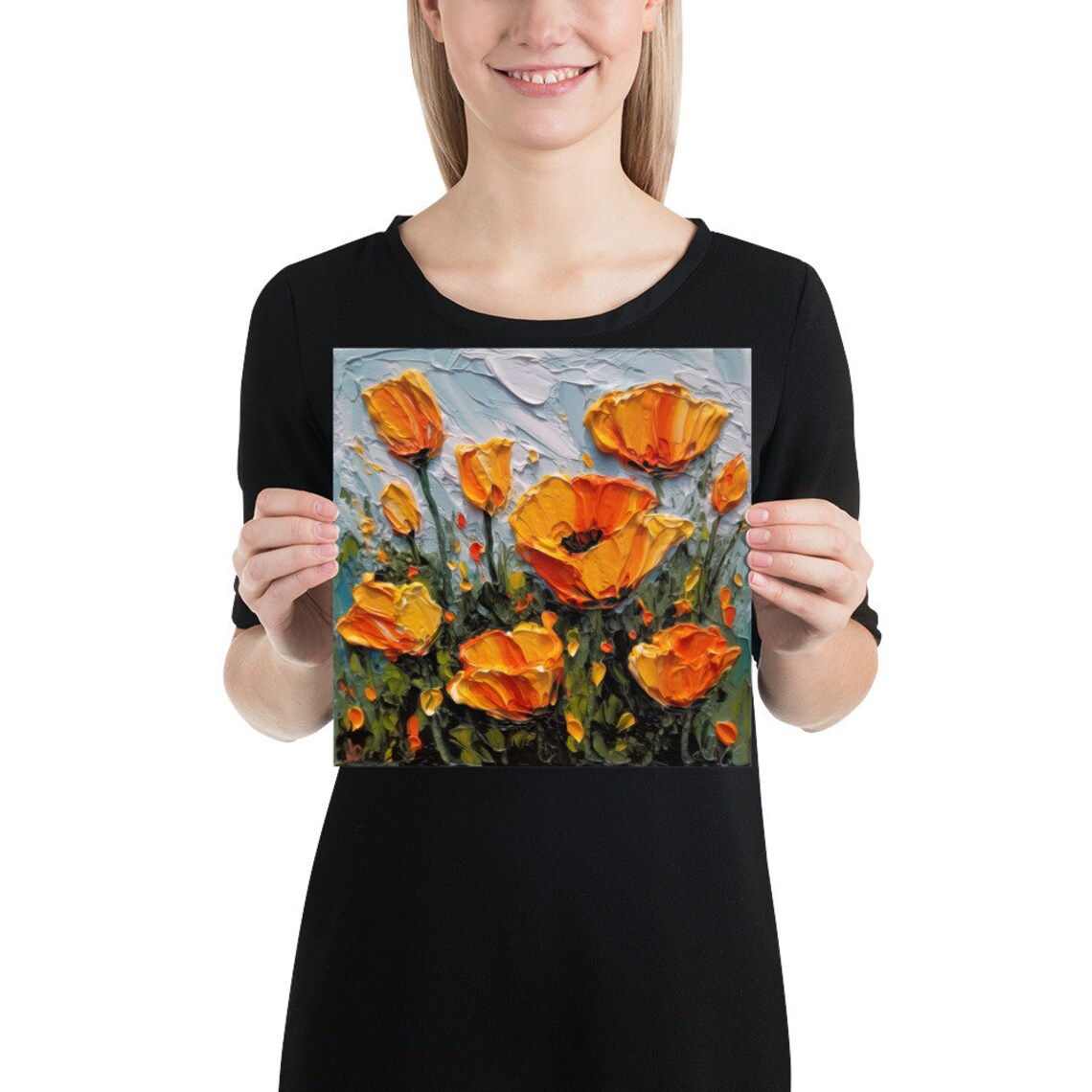 California Poppy Oil Painting, Wildflower Art Print - Image 2