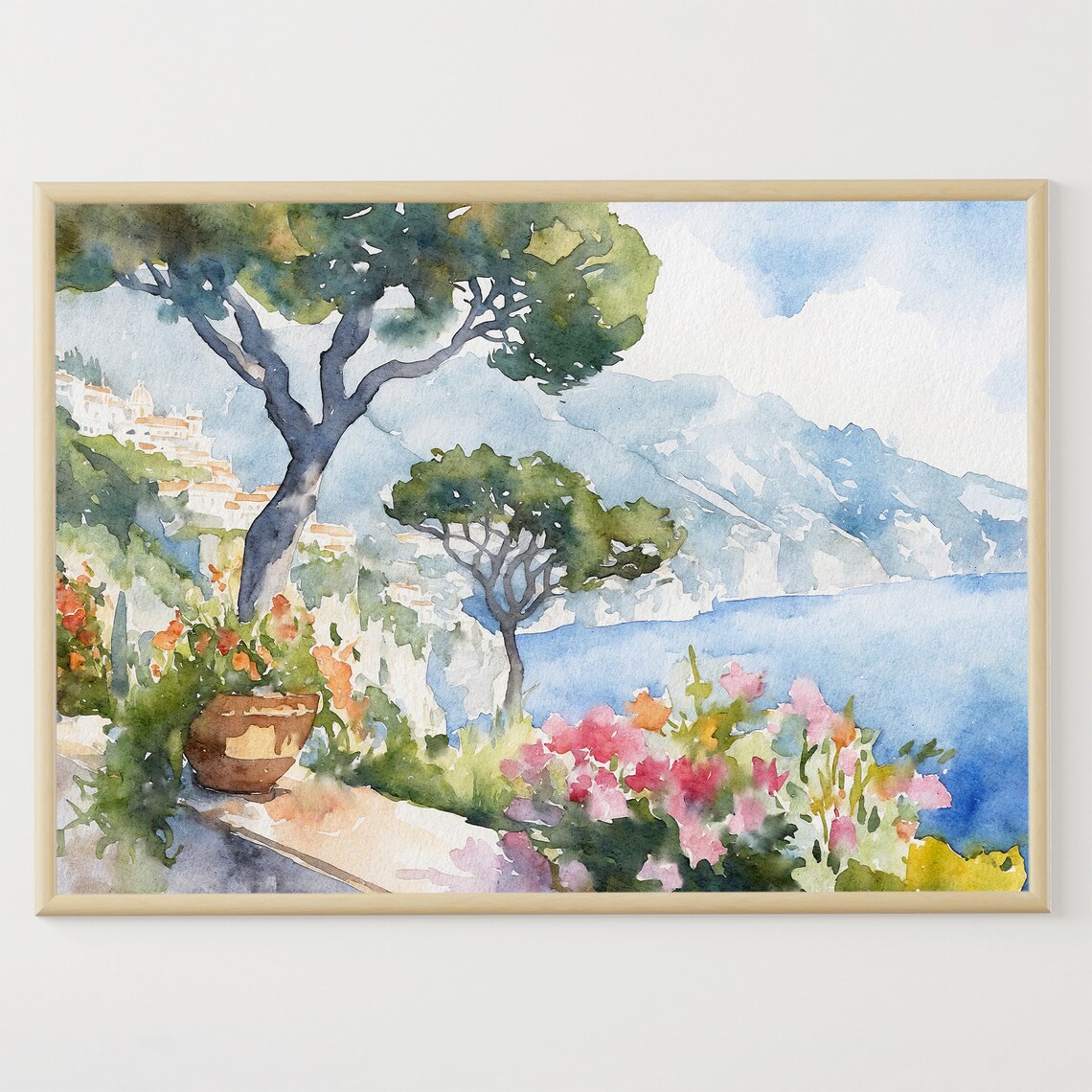 Ravello Watercolor Travel Poster, Amalfi Coast