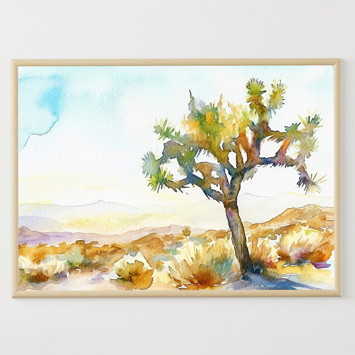 Joshua Tree Watercolor Art Print, Southwest Landscape