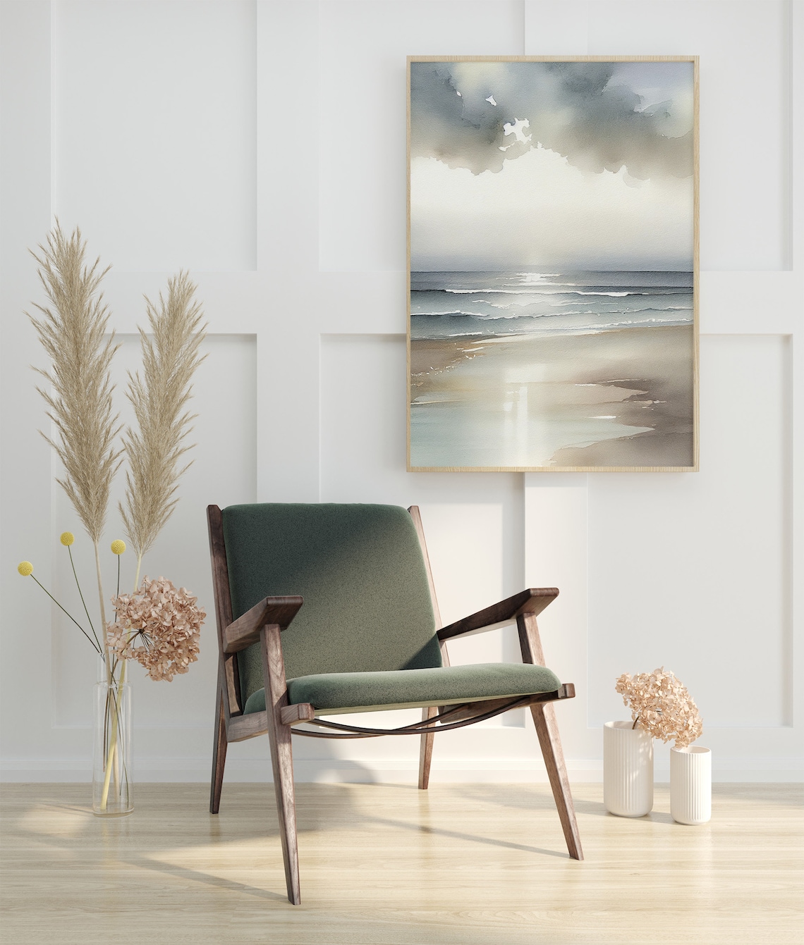 Ocean Beach Watercolor Seascape Landscape Art Print - Image 5