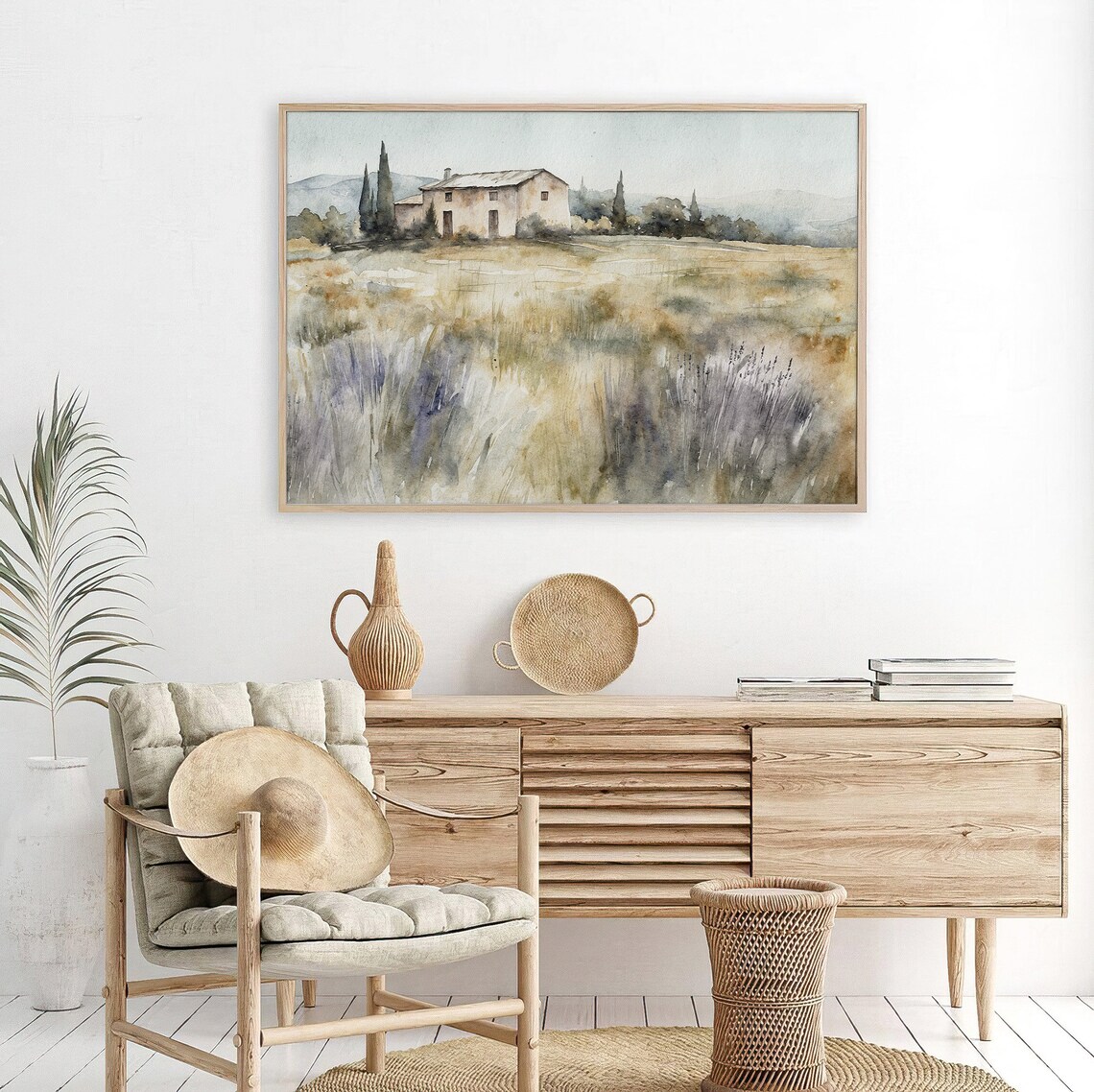 Provence France Stone Farmhouse Lavender Field Watercolor Art Poster - Image 4