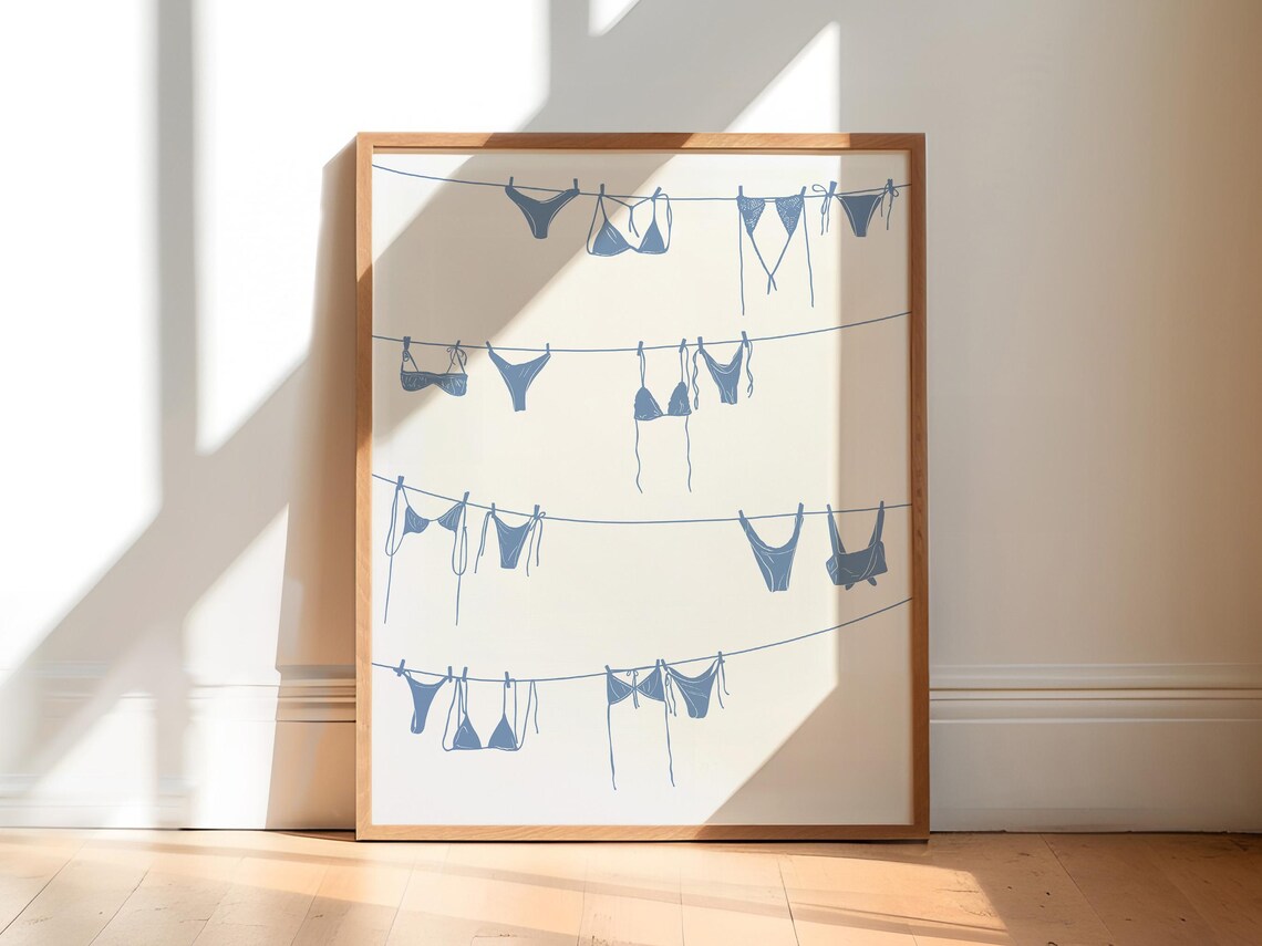 Blue Bikinis Art Print, Coastal Cowgirl Poster