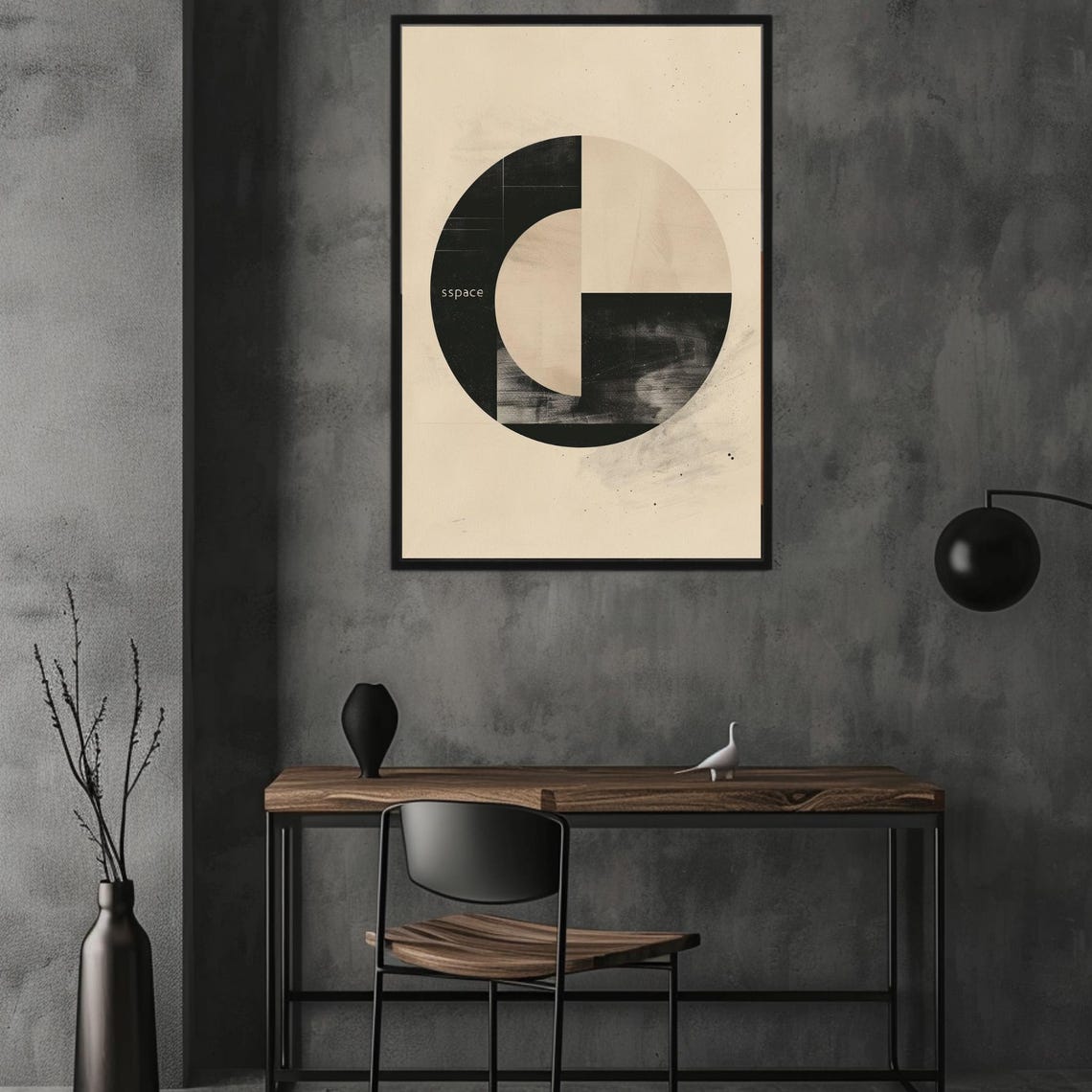 Abstract Circles Neutral Tones Minimalist Monochrome Art Poster