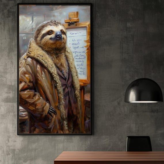 Sloth Portrait Matte Vertical Posters Intelligent Sophistication Wall Art Animal Lover Home Decor Nature Wildlife Print Cute