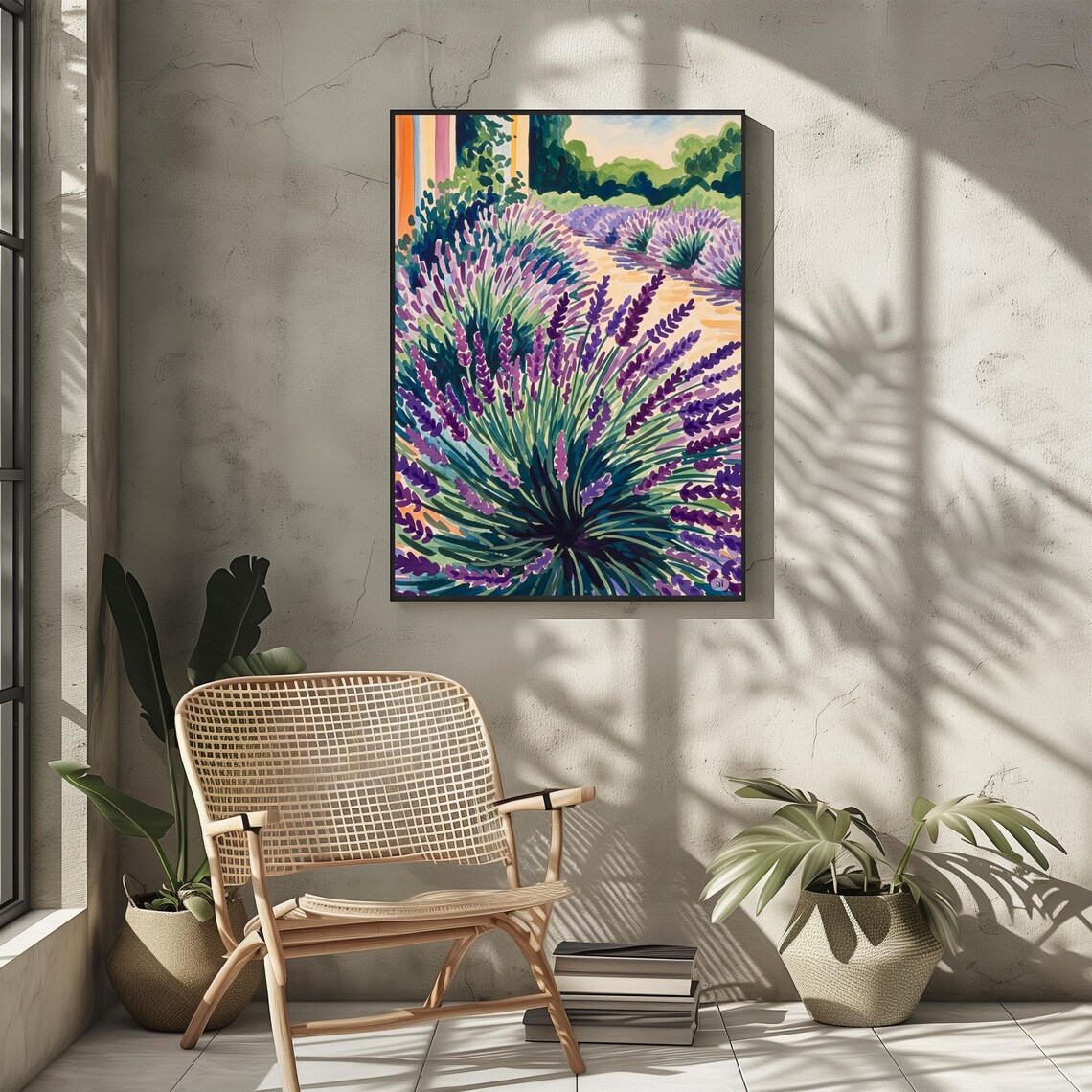 Purple Lavender Field Watercolor Provence Garden Floral Wall Art