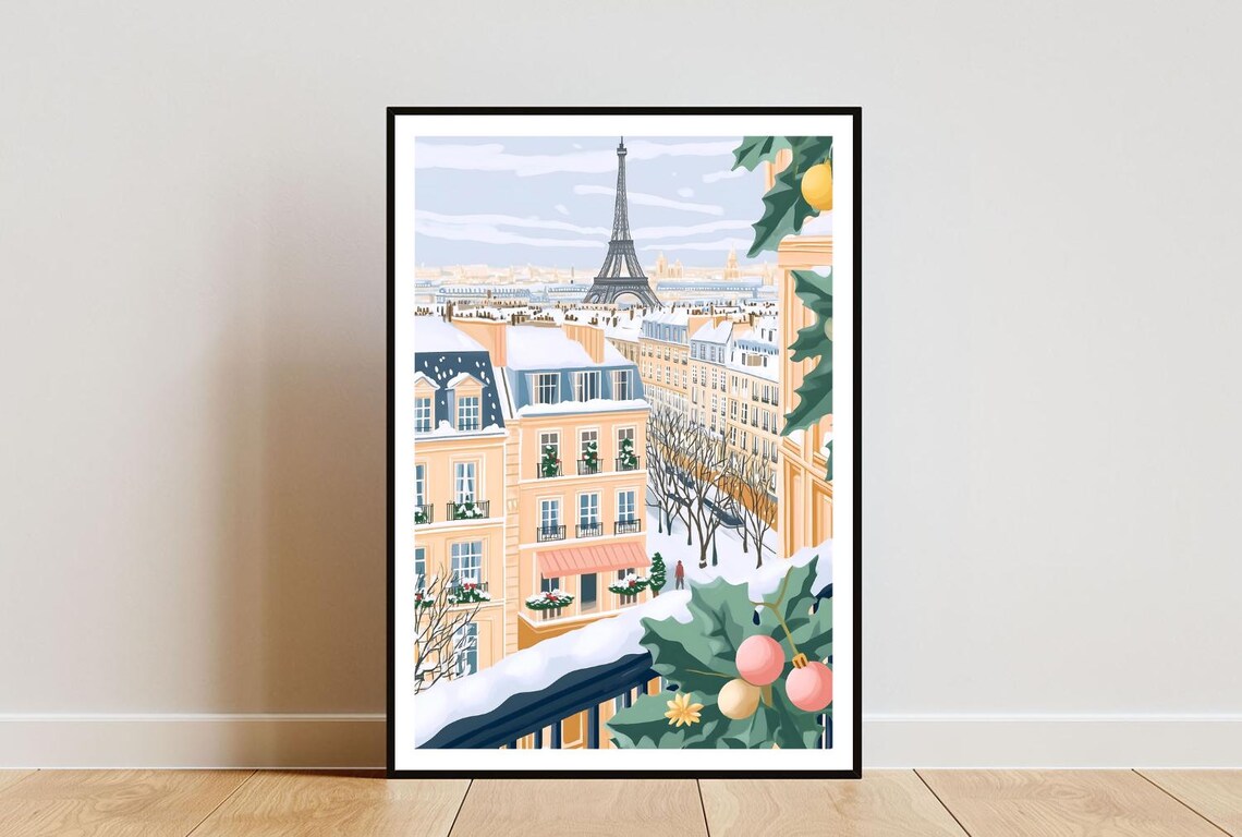 Paris Poster Eiffel Tower Print France Wall Art Travel Poster Parisian Print Paris France Paris Wall Art Christmas Print Paris Print