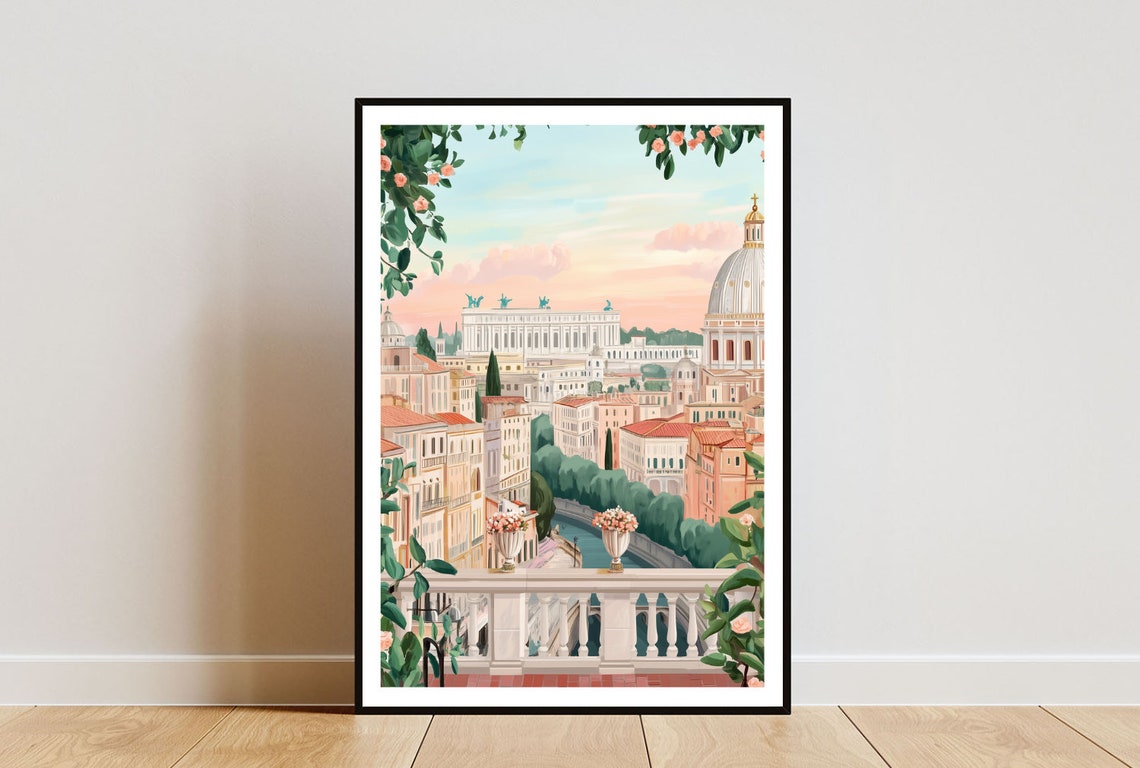 Rome Poster Roman Colosseum Print Italy Wall Art Travel Poster Italy Print Rome Italy European Wall Art Pastel Art Europe Italian