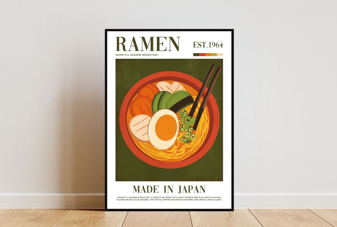 Ramen Est 1964 Made in Japan Vintage Retro Noodle Food Poster Art