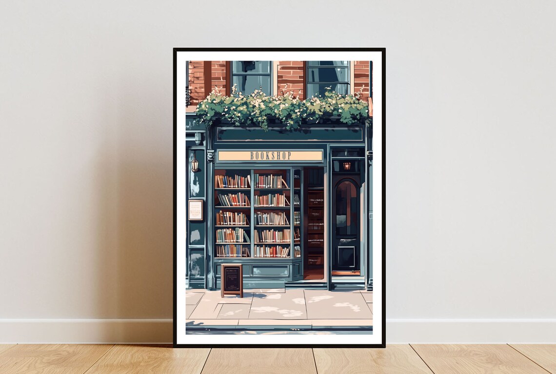 Bookshop Retro Print, Vintage Bookstore Poster