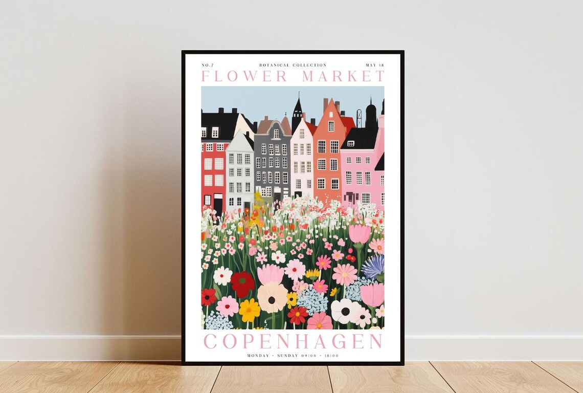 Copenhagen Flower Market Botanical Poster Print