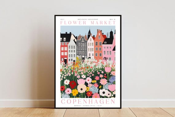 Copenhagen Flower Market Botanical Poster Print