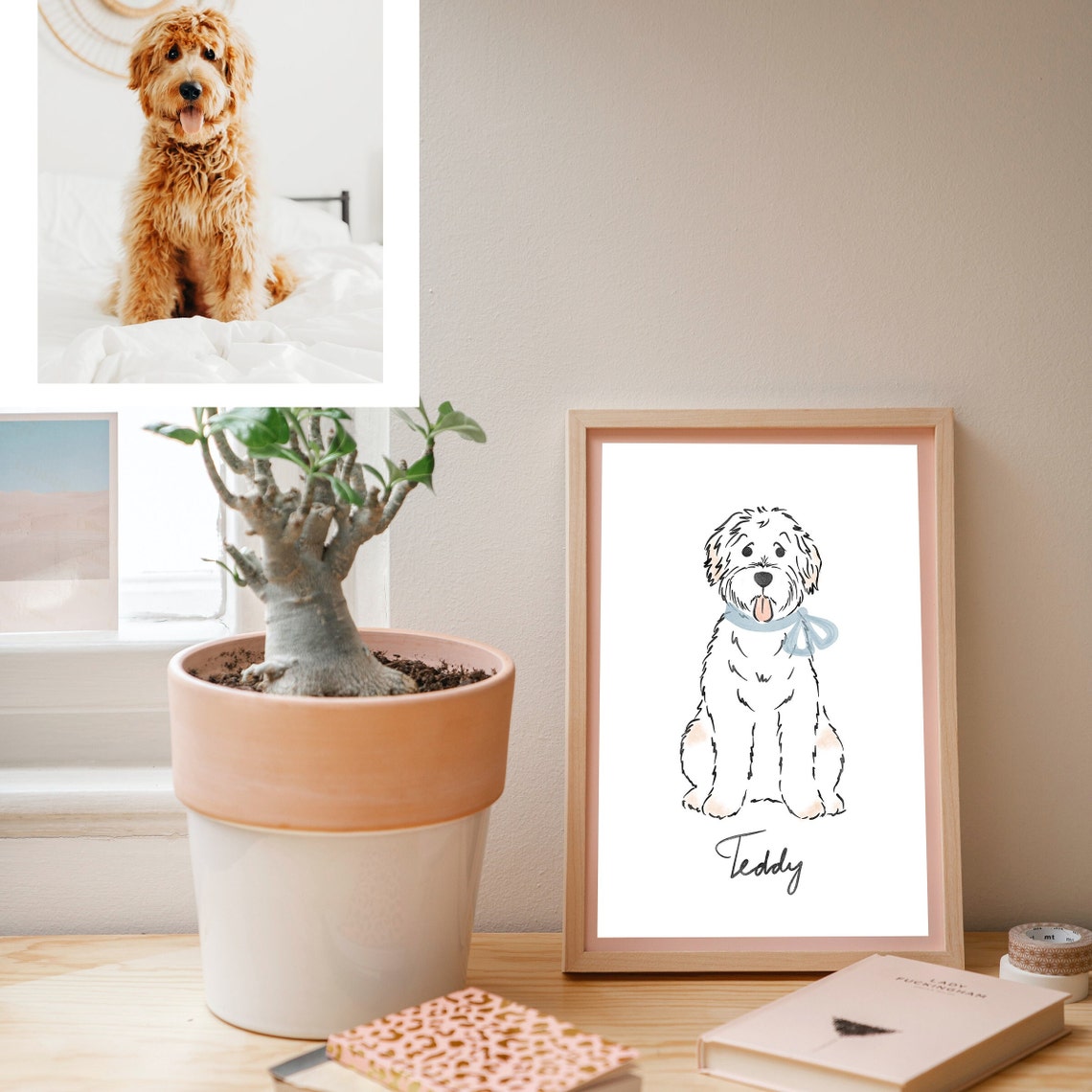 Custom Line Art Pet Portrait Dog Portrait Illustration New Puppy Drawing Watercolor Pet Portrait Minimalist Cat Print Pet Lover Gifts