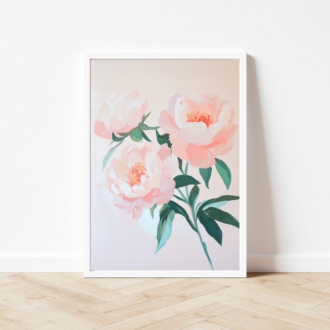 Pink Peonies Painting Pastel Spring Floral Blossoms Garden Art Poster - Image 3
