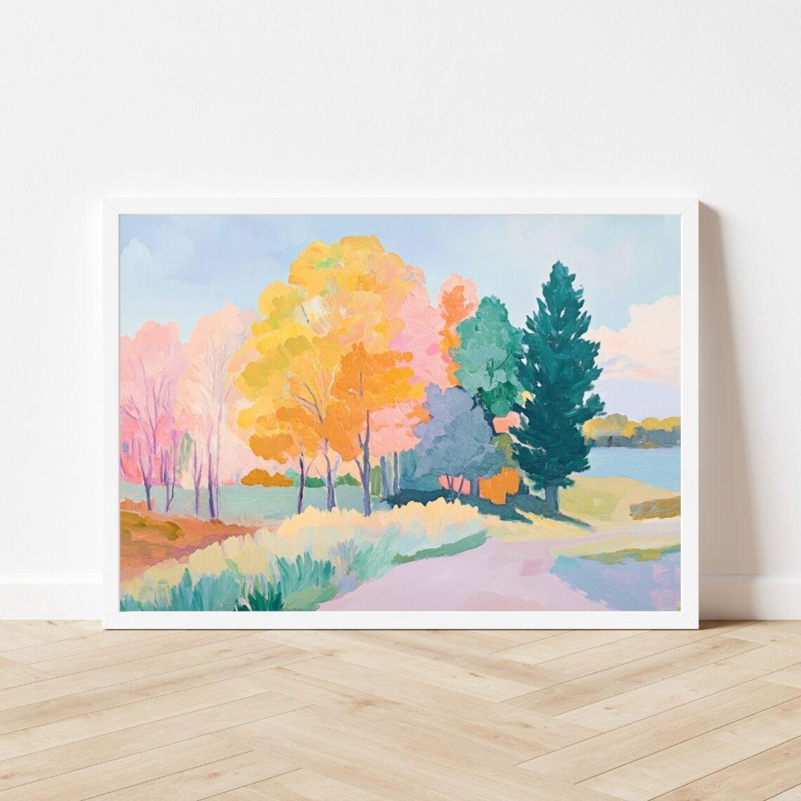 Colorful Autumn Trees, Abstract Fall Landscape Art Print - Image 3