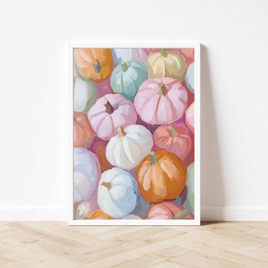 Pastel Pumpkins Fall Halloween Wall Art Print - Image 3